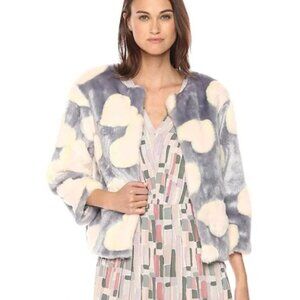 Dear Drew Faux Fur Heart Coat Gray/Pink Size Medium NWT